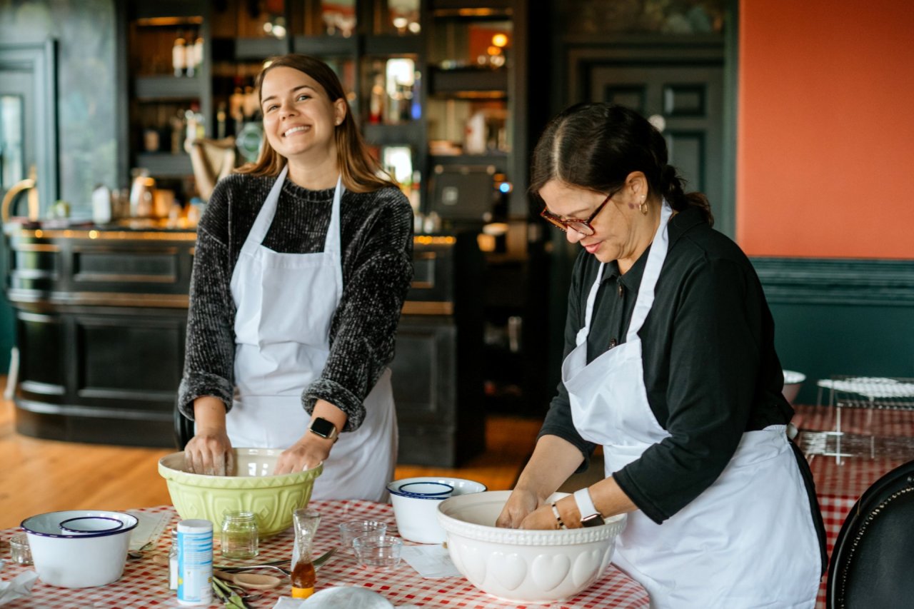 woman baking bread 